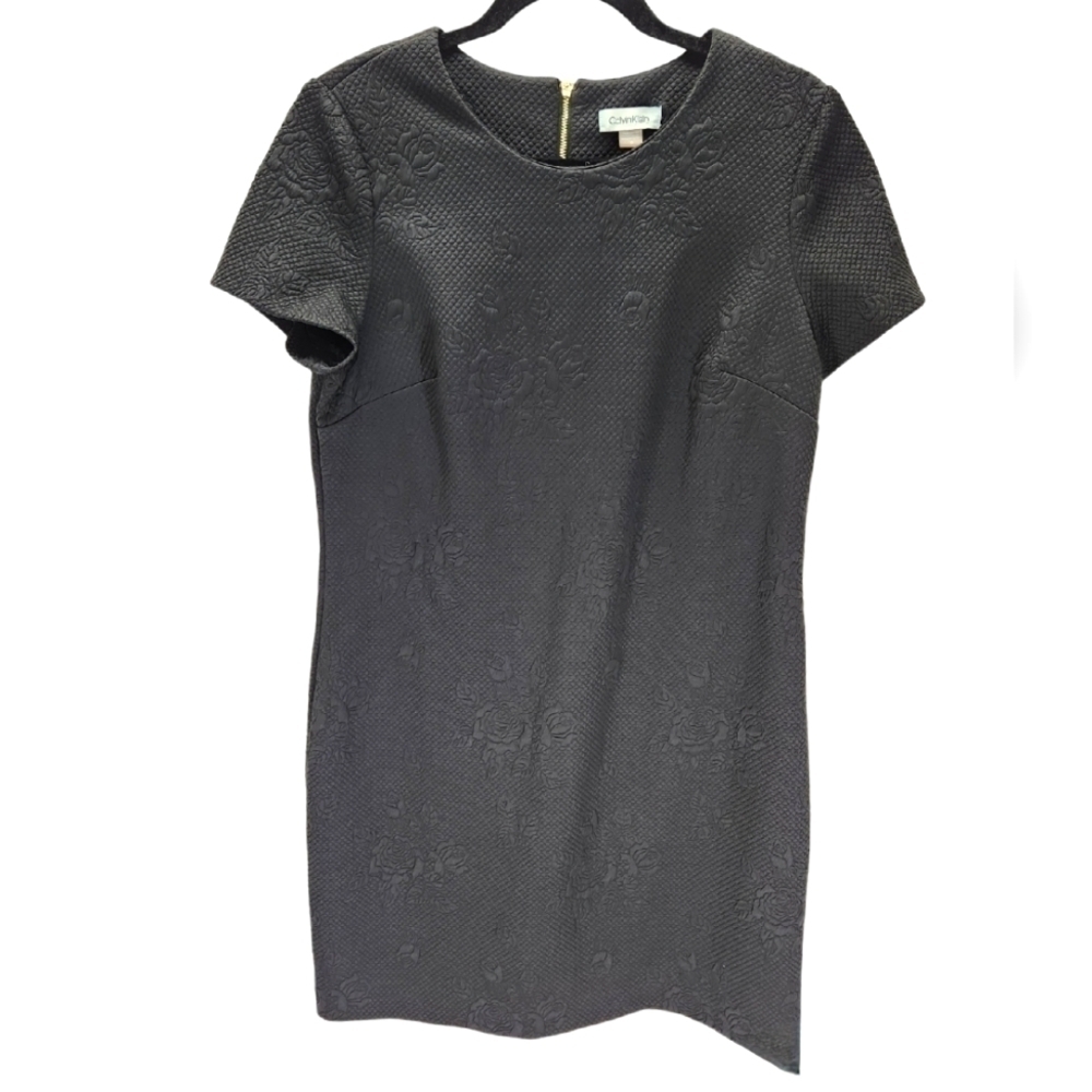 Calvin Klein Short Sleeve Dress Womens 12 Floral Texture